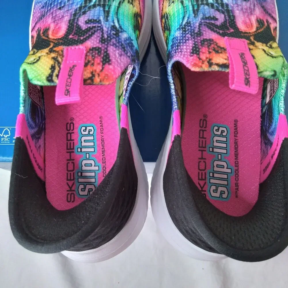 Skechers Kids Rainbow Slip-Ins Sneakers - Pink & Black Accents